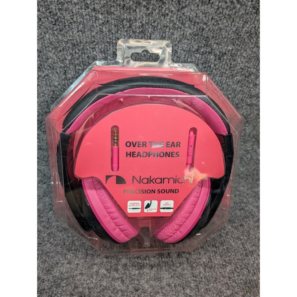 Nakamichi NK780 PK/BK Over Ear Headphones Pink Black Wired Headset Mic...